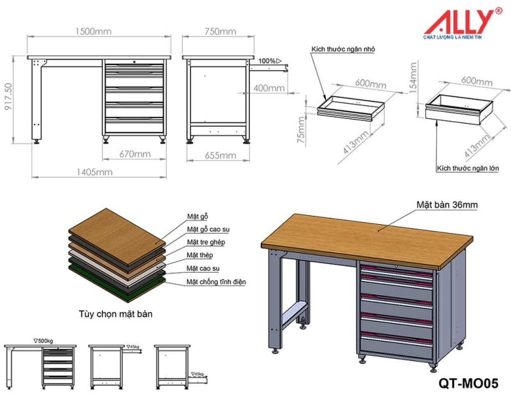 bàn cơ khí ally qt-mo05