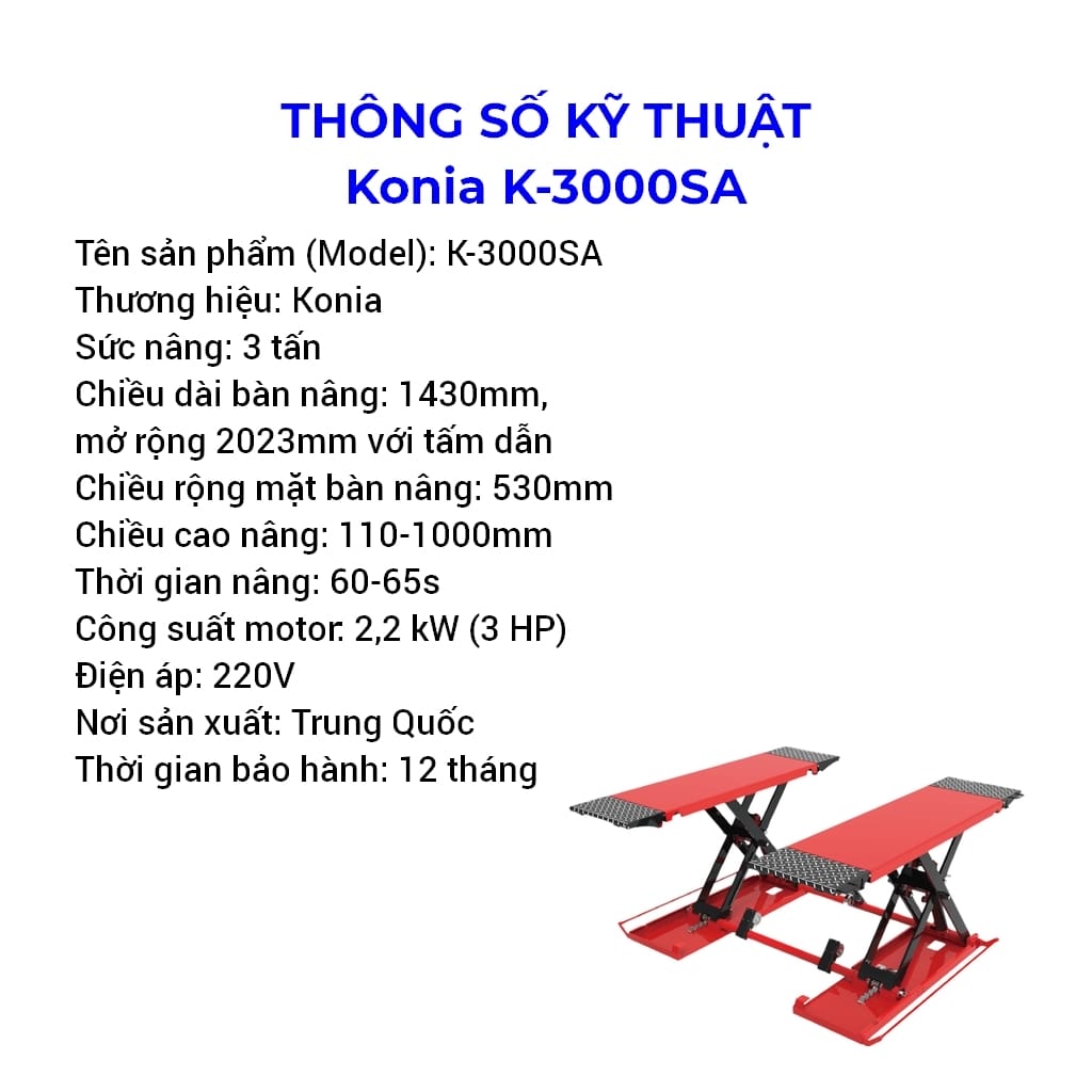 cầu nâng xe di động 3 tấn konia k-3000sa