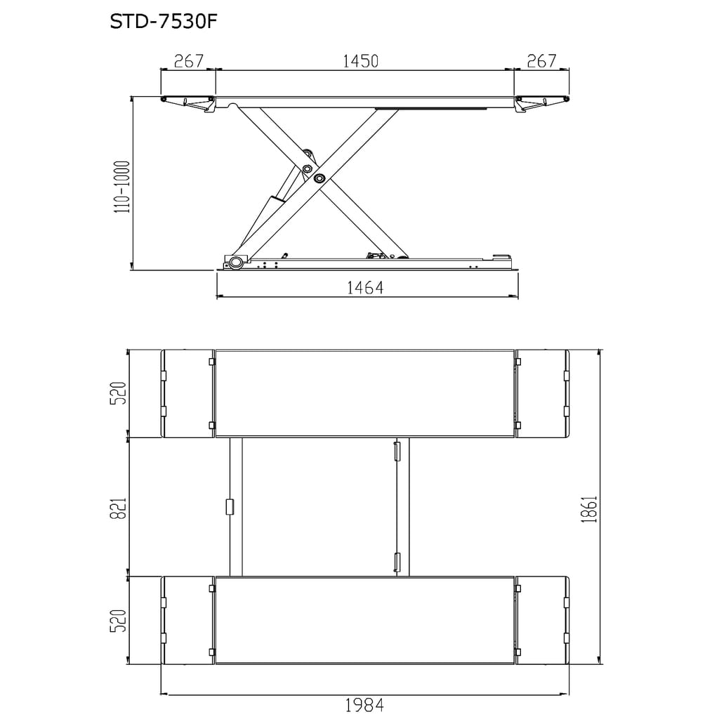 cầu cắt kéo di động lắp nổi titano std-7530f