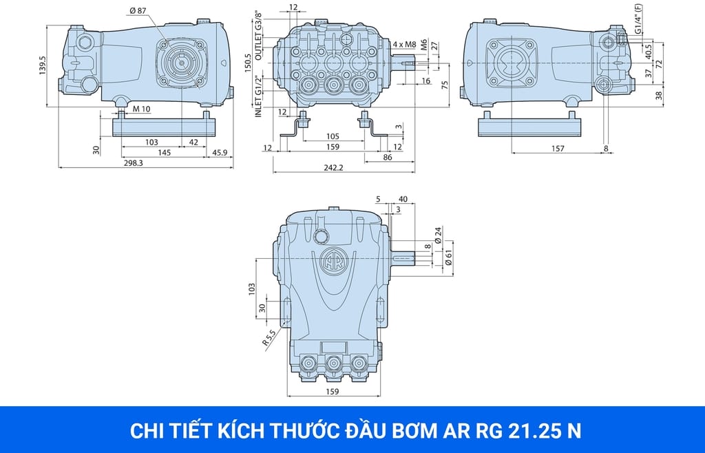 đầu xịt áp lực rửa xe annovi-reverberi ar rg2125n