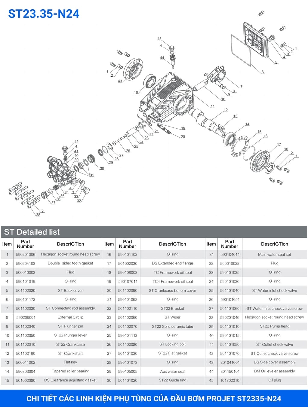 đầu phun áp lực piston sứ projet st2335-n24