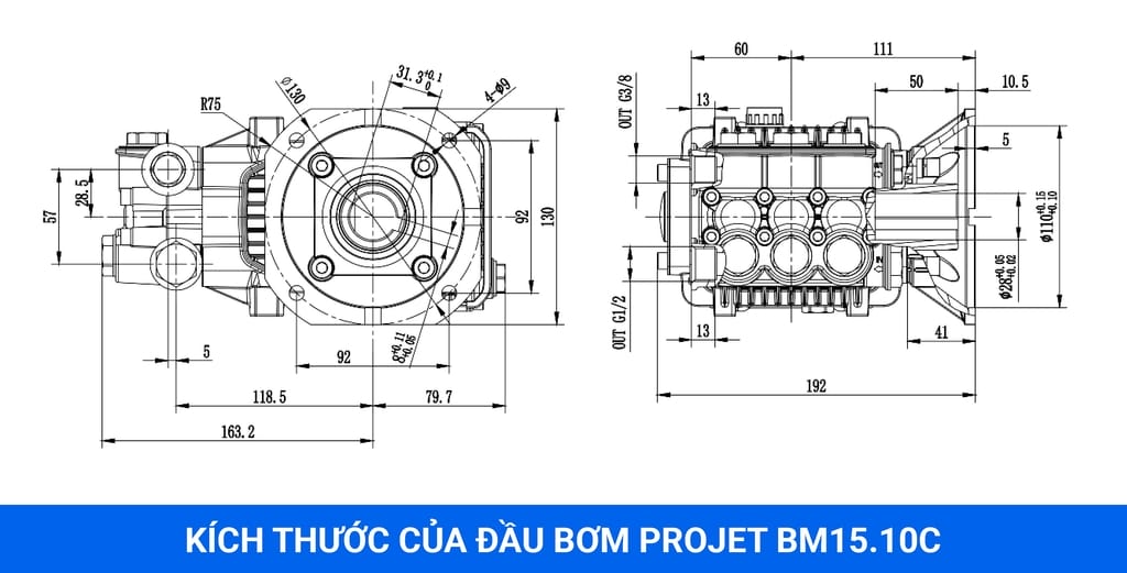 đầu bơm piston sứ projet bm1510c