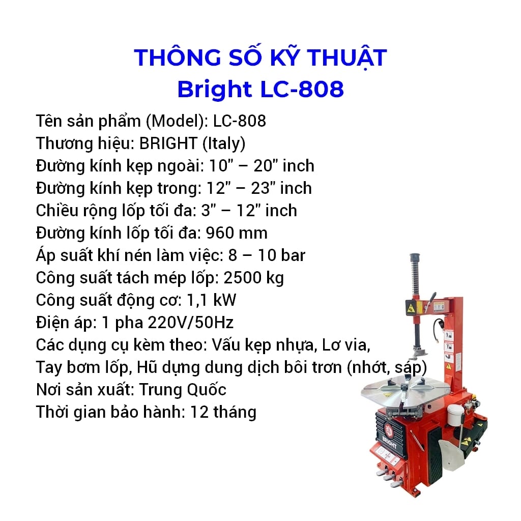 máy tháo lốp xe máy, tay ga bright lc-808