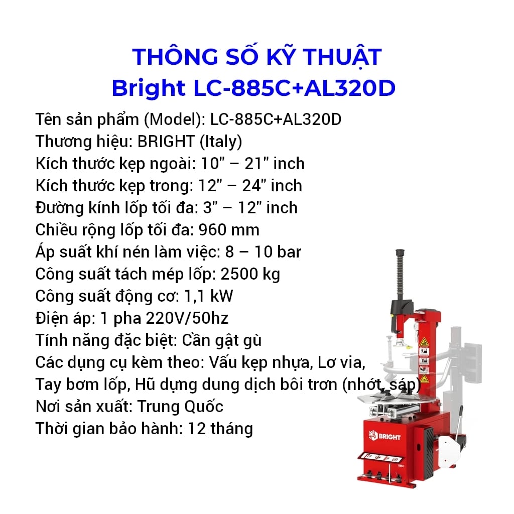 máy tháo lốp xe ô tô du lịch bright lc-885c al320d