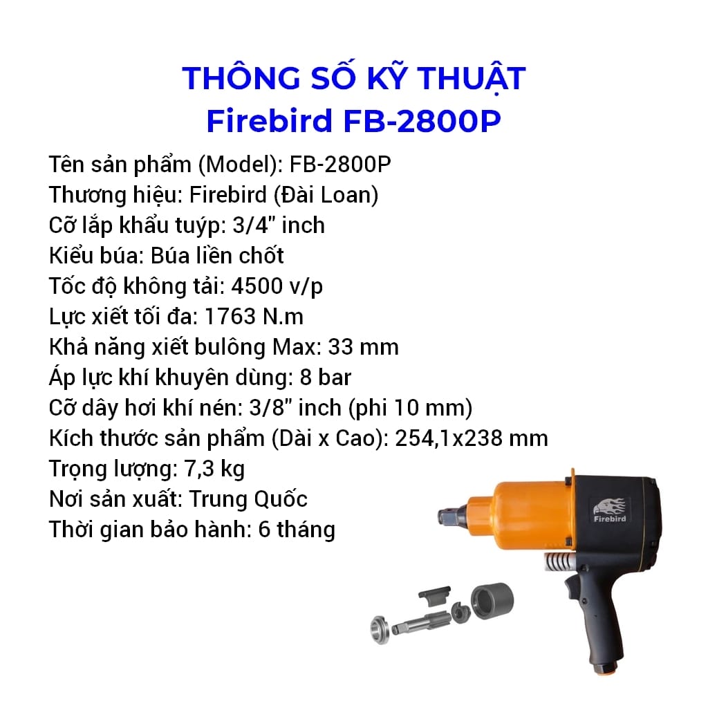 súng xiết bu lông firebird fb-2800p 3/4 inch