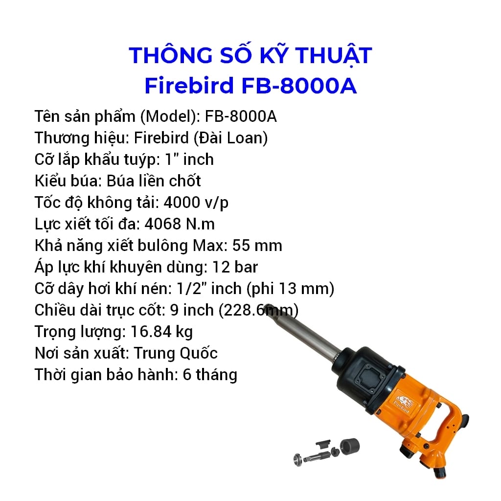 súng bắn ốc vít bằng hơi firebird fb-8000a 1 inch