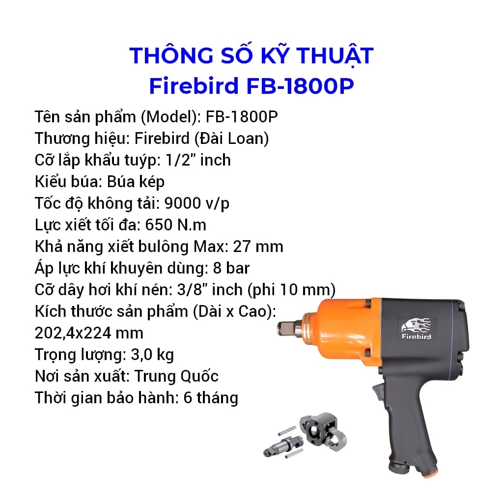 súng xiết ốc khí nén firebird fb-1800p 1/2 inch