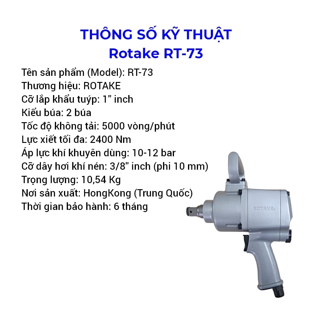 súng hơi vặn bu lông rotake rt-73 1 inch