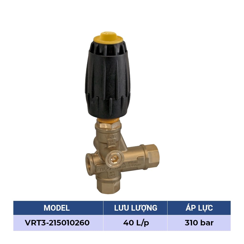 Van chỉnh áp, van điều chỉnh áp suất đầu bơm cao áp TECOMEC VRT3, 40 L/p, 310 bar, Italy